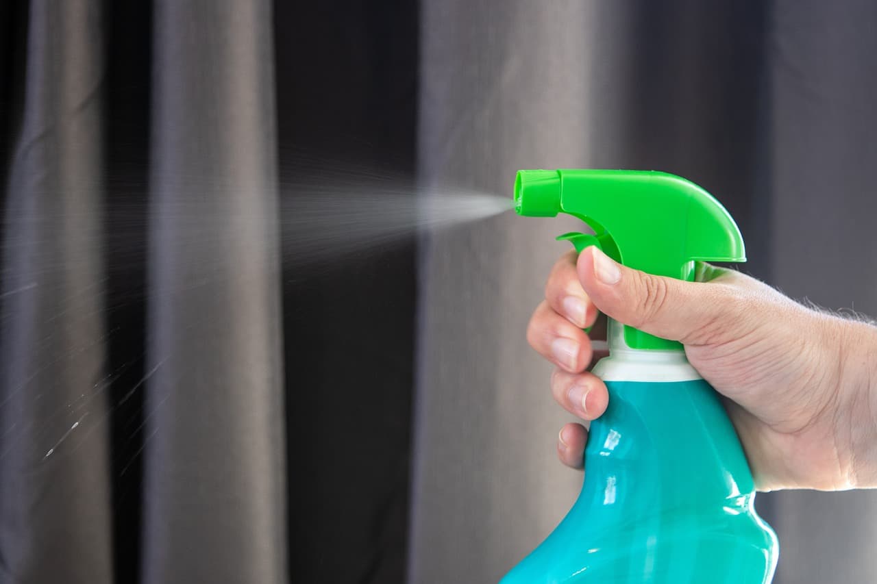 image shows disinfectant testing spray being tested